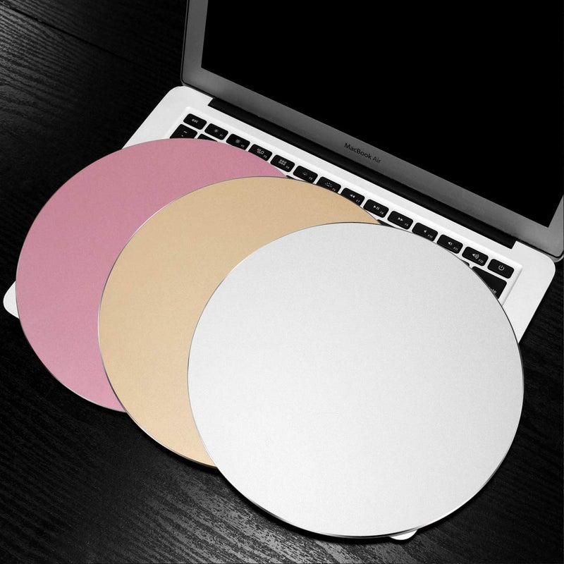 ProElife Metal Mouse Pad Mat 8.66-inch Mousepad with Non-Slip Base (Round, Rose Gold) - Image 5